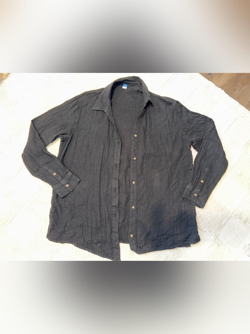 Old Navy Cotton Boyfriend fit Black Button-Up Shirt Size M